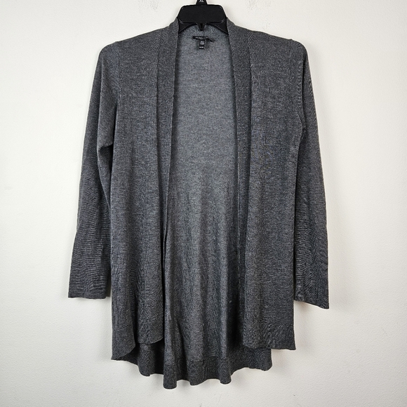 Eileen Fisher Tencel Merino Wool Open Front Light Cardigan XS Minimalist Gray - Picture 1 of 5